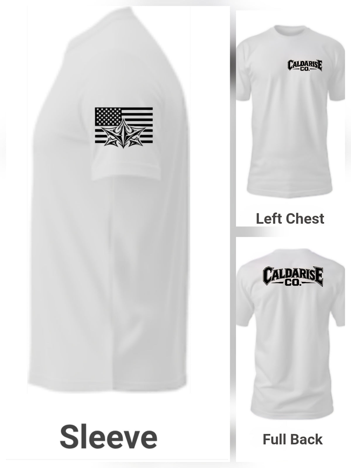 Short Sleeve Caldarise Co. T-shirt with arm print